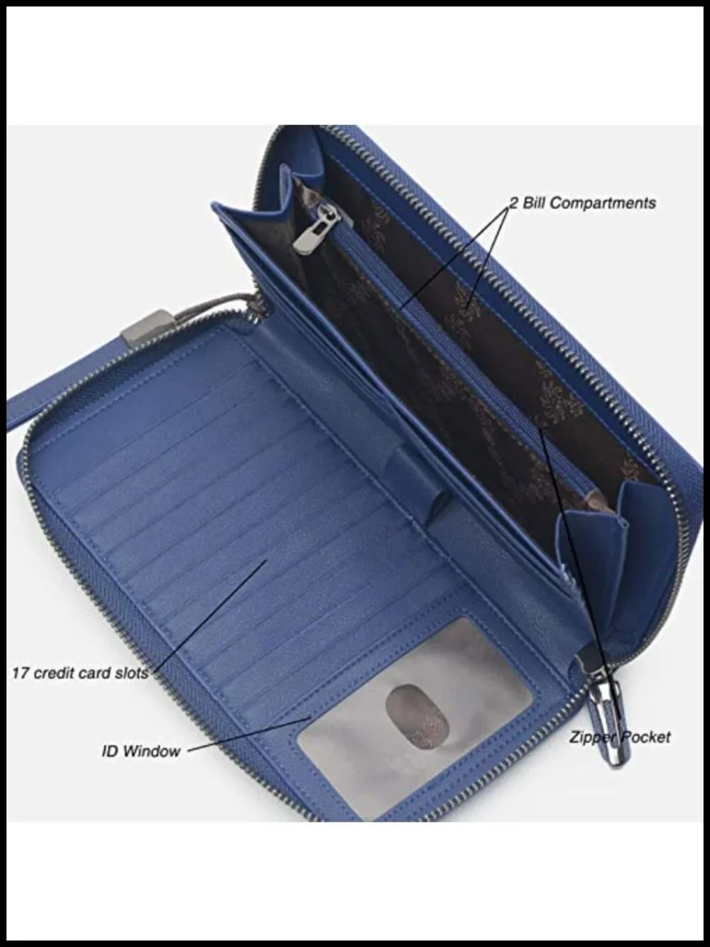 Large Leather Zip Around Phone Clutch Wallet with RFID Blocking Wristlet